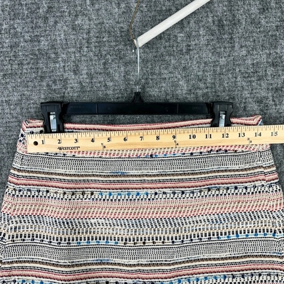 Ann Taylor Loft Multicolored Striped Fringe Hem Skirt With Tweed Texture. Size 4 - Picture 9 of 10